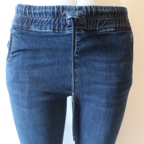 BEVY Blue Elastic Waist Dark Blue Skinny Jogger Jeans Sz 27* - Picture 5 of 9